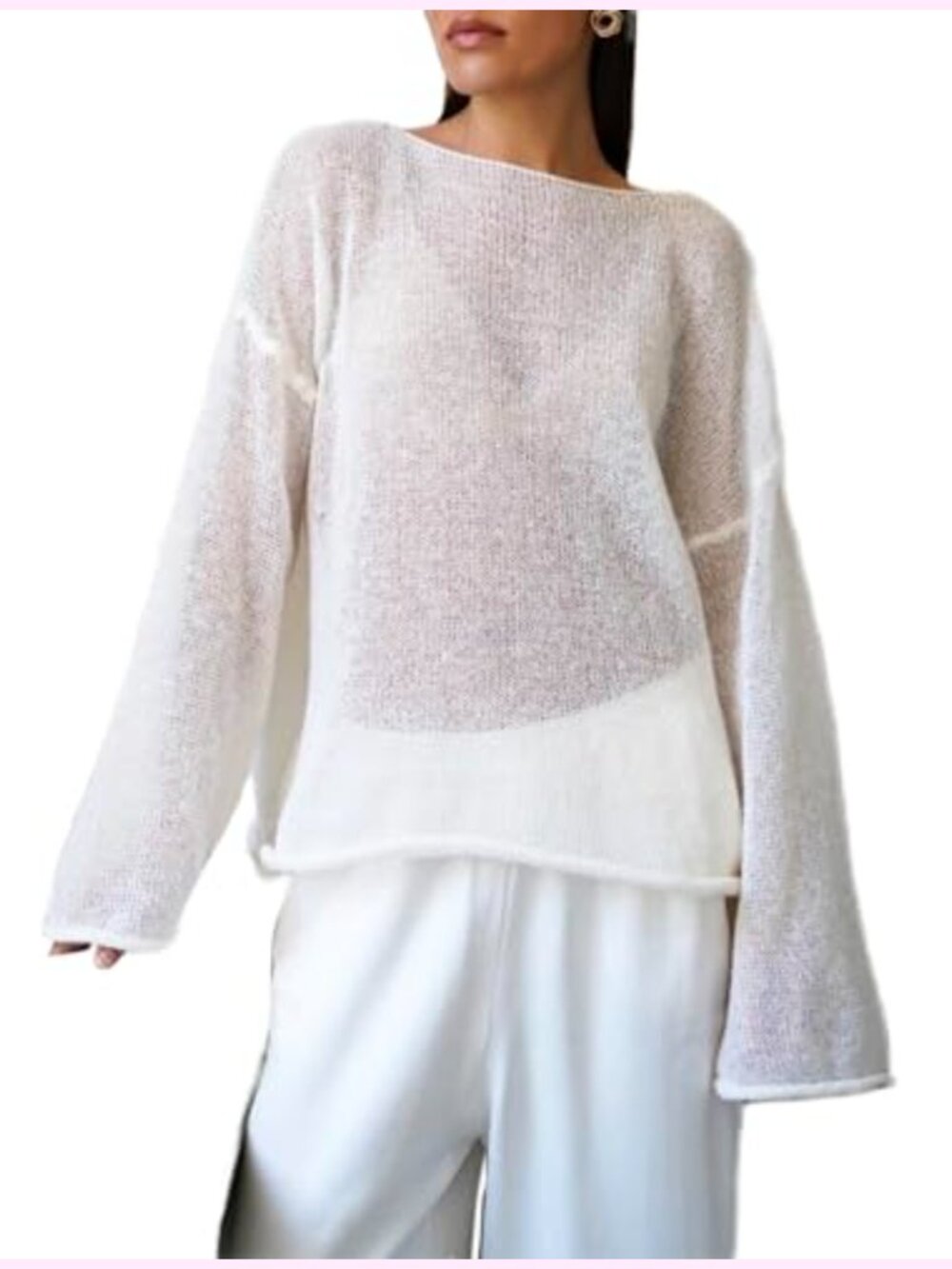 See Through Pullover Jumper Knit Sweater Sheer Mesh
